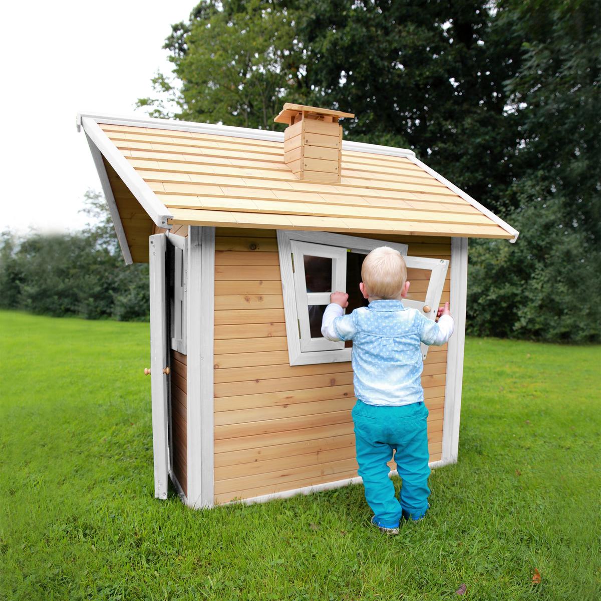 Spielhaus A030.044.01 - Braun/Weiß, KONVENTIONELL, Holz (144/146/157cm) - Ambia Garden