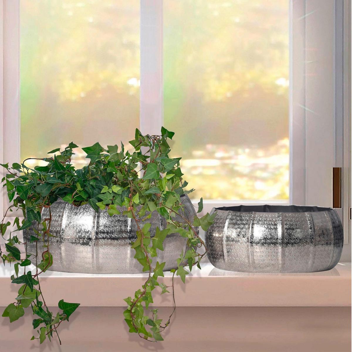 Dekovase 2er Set Silberfarben B: 39 cm - Silberfarben, Design, Metall (39/17/39cm) - Livetastic