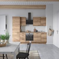 Kuchynská linka 270 cm, dekor dub Havanna - černá/tmavý dub, Moderní, kov/kompozitní dřevo (270cm) - Nobilia