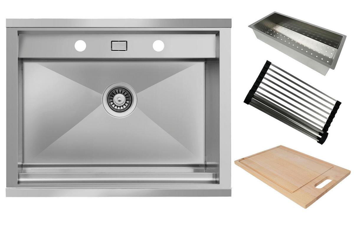 Spüle California Edelstahl 62x24,5 cm - Edelstahlfarben, Basics, Metall (62/24,5/50cm) - Respekta