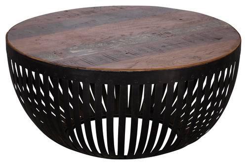Konferenčný stolík NISHA - recyklované drevo - hnedá/čierna, Design, kov/drevo (70/70/33cm) - MID.YOU