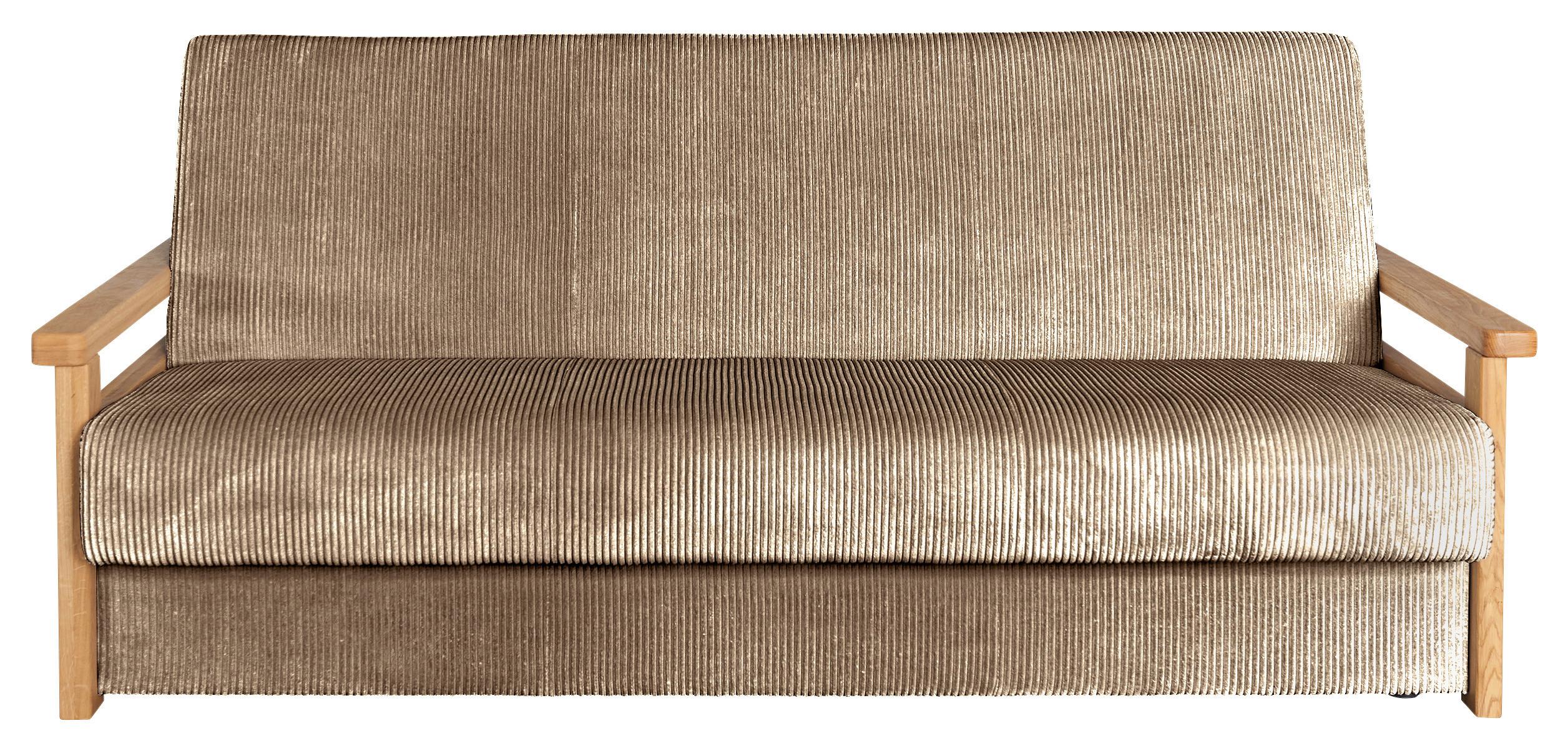 Schlafsofa Malaga Hellbraun B: 220cm - Hellbraun/Naturfarben, Design, Holz/Textil (220/90/90cm) - P & B