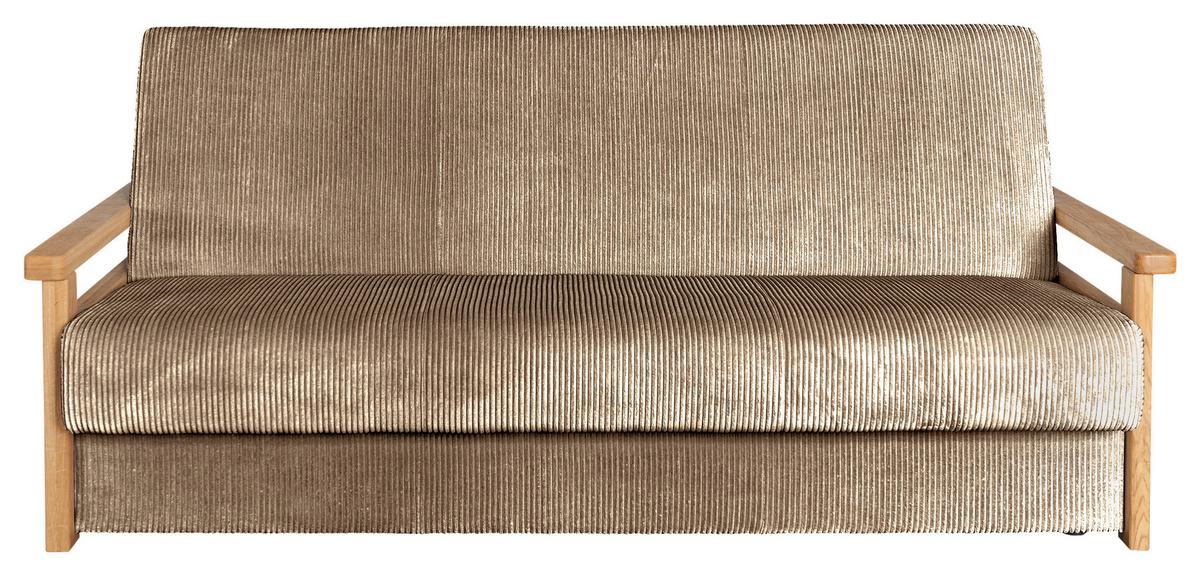 Schlafsofa Malaga Hellbraun B: 220cm - Hellbraun/Naturfarben, Design, Holz/Textil (220/90/90cm) - P & B