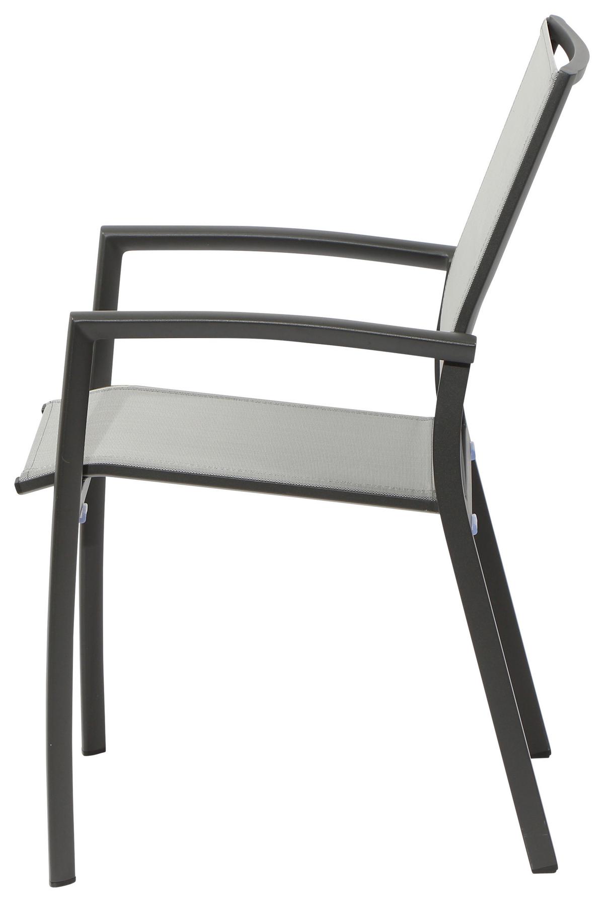 Gartenmöbel Set 5-tlg Aluminium - Anthrazit/Schwarz, KONVENTIONELL, Keramik/Textil - Gardenson