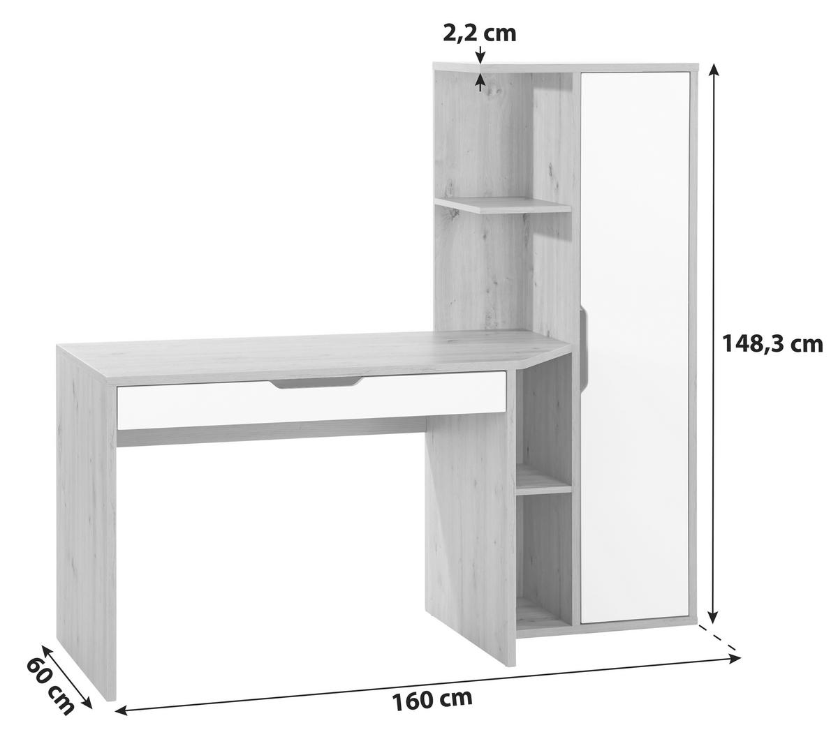 Schreibtisch mit Stauraum B: 160 cm H: 148,3 Laurent - MODERN, Holzwerkstoff (160/148,3/60cm)