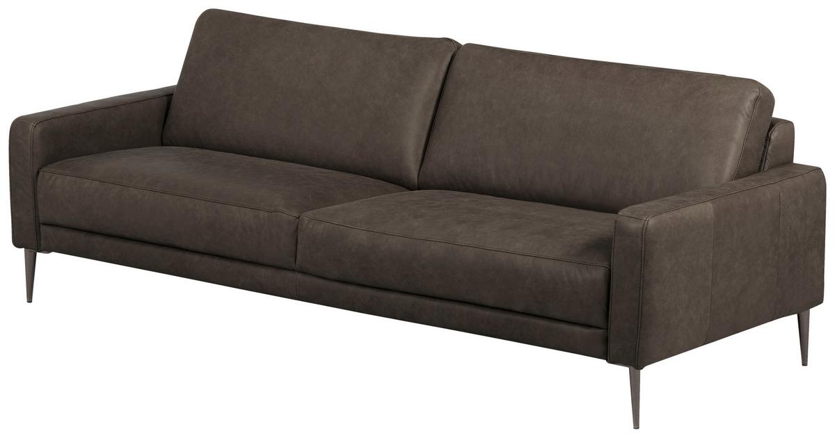 3,5-Sitzer Spring, Fango B: - Fango/Schwarzchrom, Design, Leder (207/85/92cm) - Livetastic