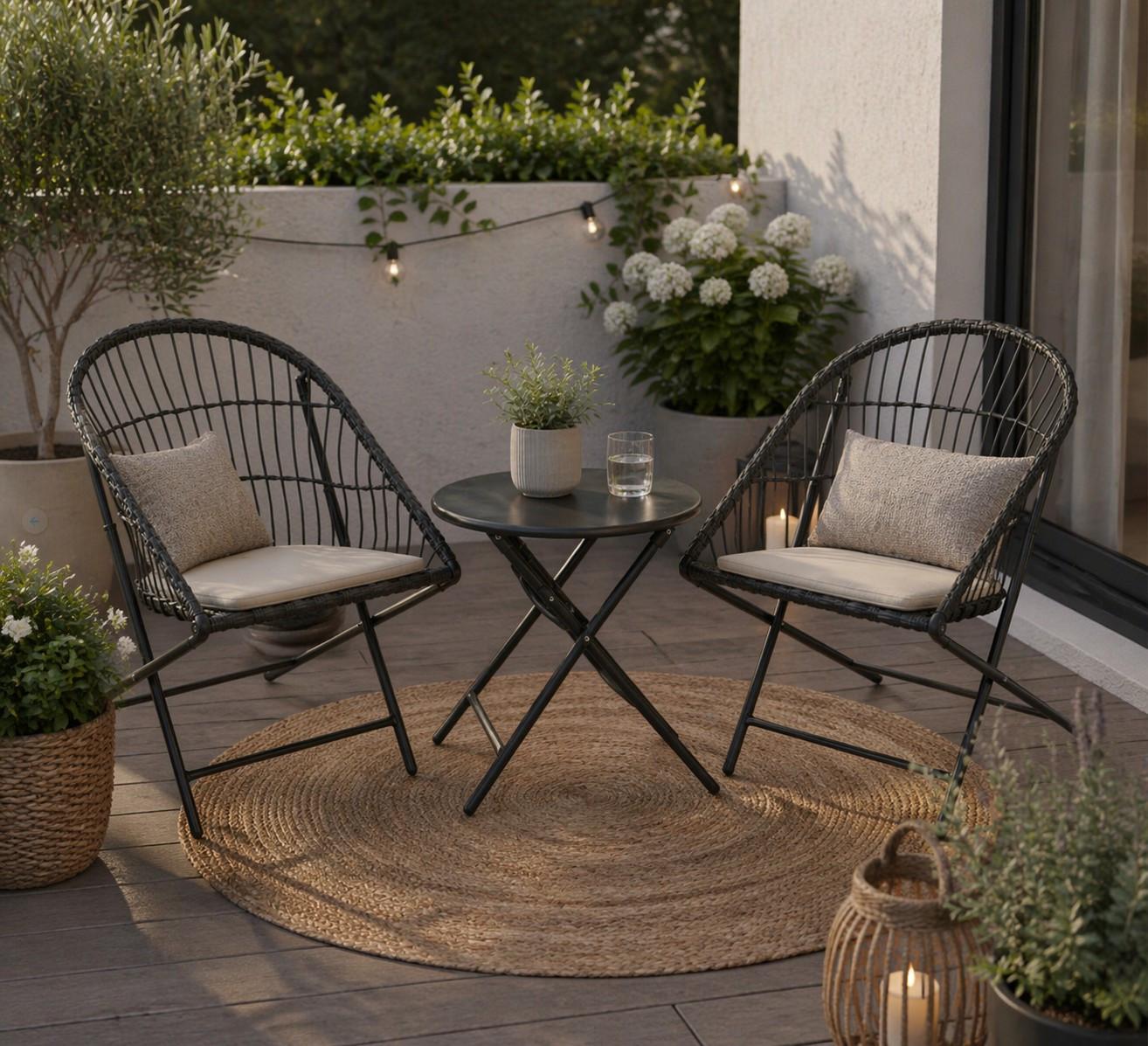 GARTENSET GARTENTISCHSET MARGIT - Anthrazit, Basics, Metall (14.5/82/62cm)