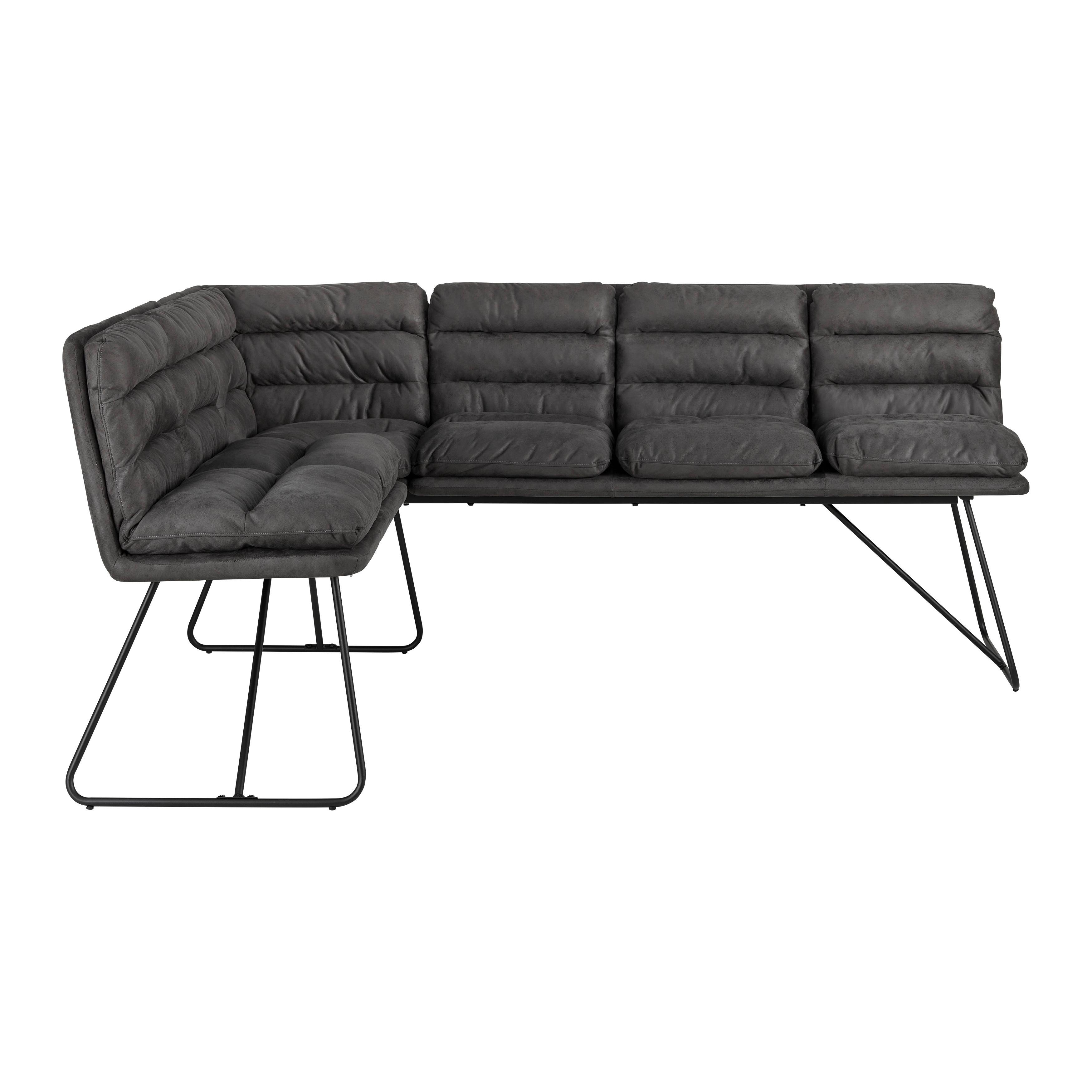 Rohová lavica KONA tmavosivá - čierna/tmavosivá, Modern, kov/drevo (154/201cm) - P & B