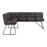 Rohová lavice KONA tmavěšedá - černá/tmavě šedá, Moderní, kov/dřevo (154/201cm) - P & B