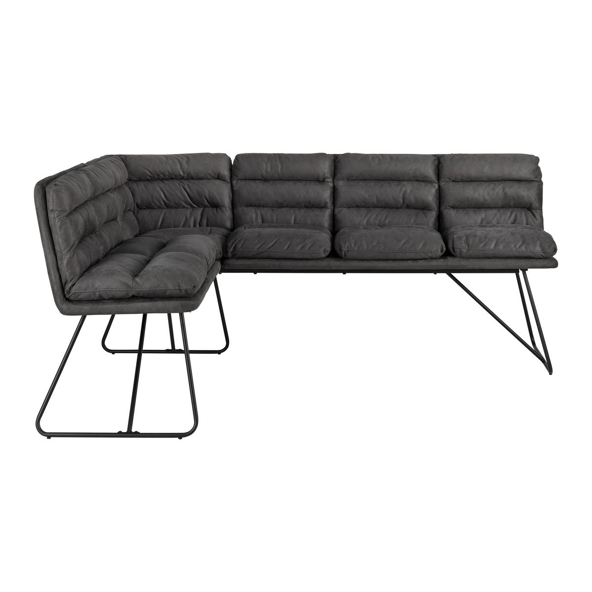 Rohová lavice KONA tmavěšedá - černá/tmavě šedá, Moderní, kov/dřevo (154/201cm) - P & B