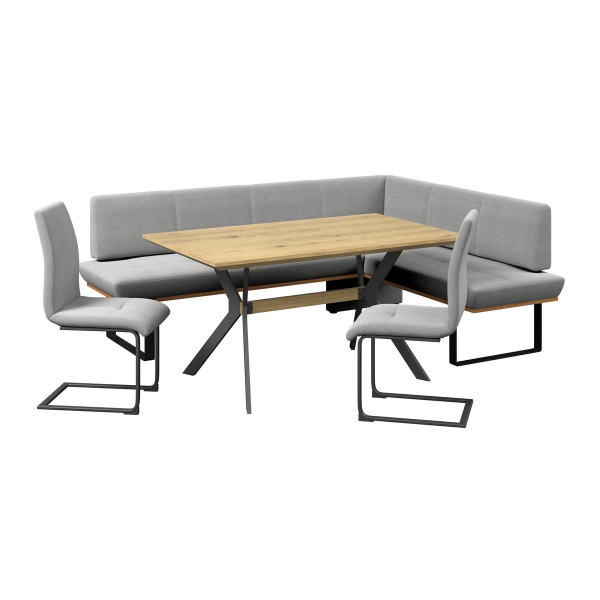 Eckbank Tristan Webstoff hellgrau, S:245x175cm - Hellgrau/Schwarz, MODERN, Holz/Textil (245/175cm) - James Wood