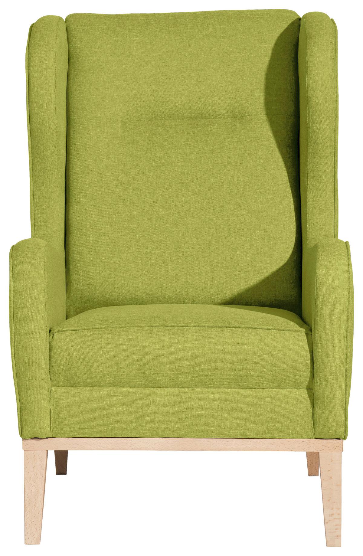 Ohrensessel Angelo - Naturfarben/Hellgrün, KONVENTIONELL, Textil (66/104/78cm) - Max Winzer
