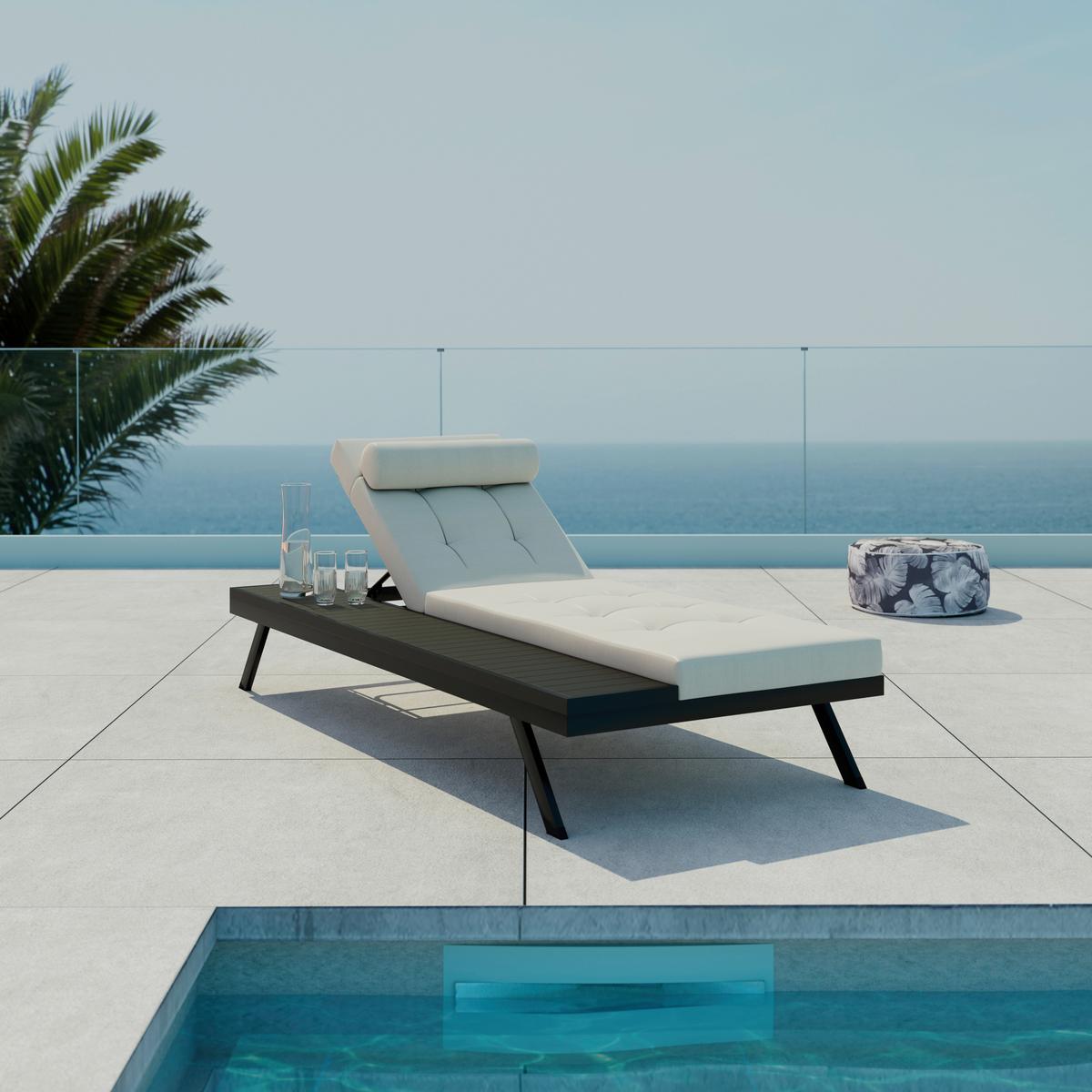 ZAHRADNÍ LEHÁTKO AVOLINA - světle šedá/tmavě šedá, Moderní, kov/textil (199/86/40cm) - Bessagi Garden