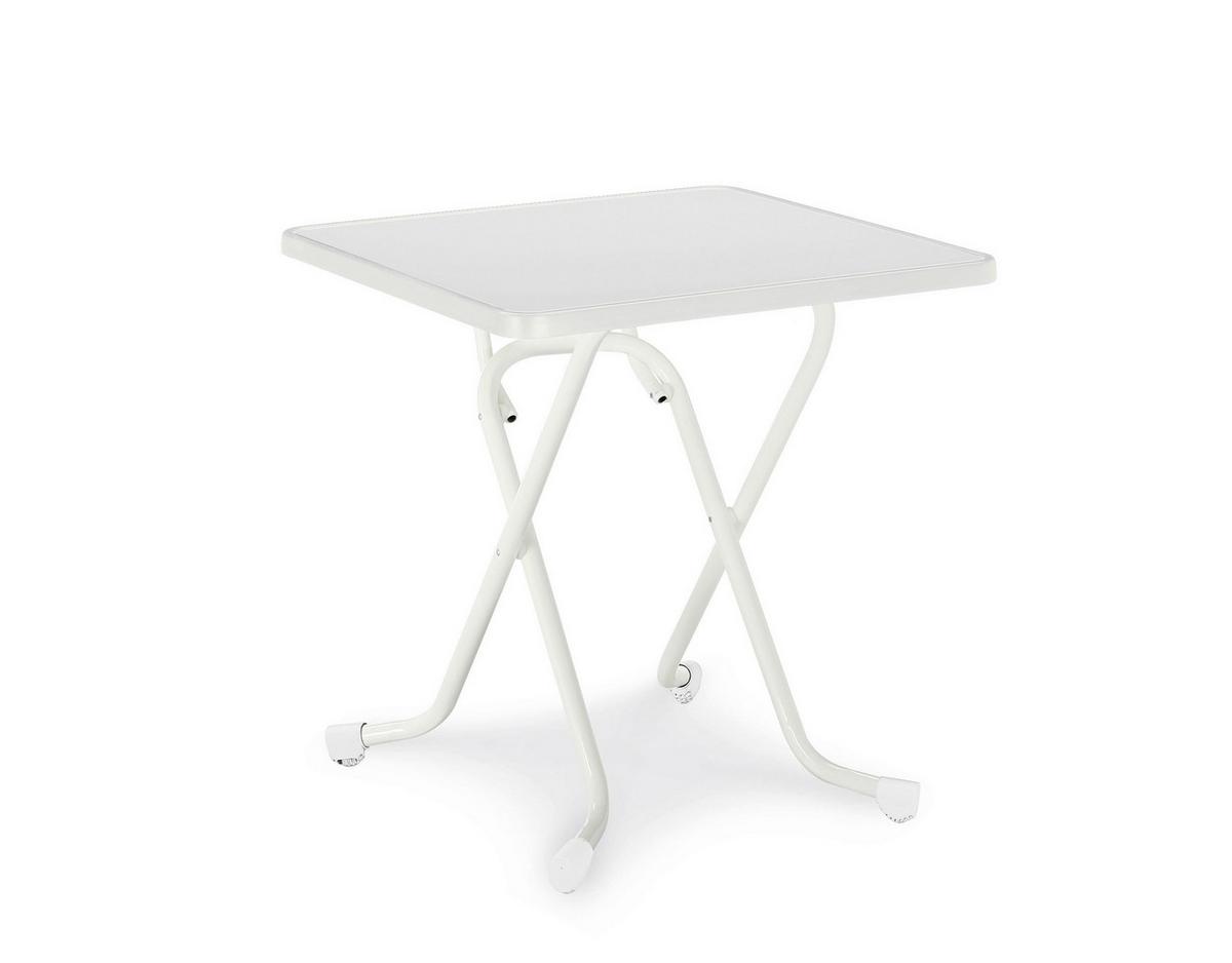 Gartenklapptisch Madrid –klapptisch Quadratisch - Weiß, Basics, Holz/Metall (67/67/73cm)