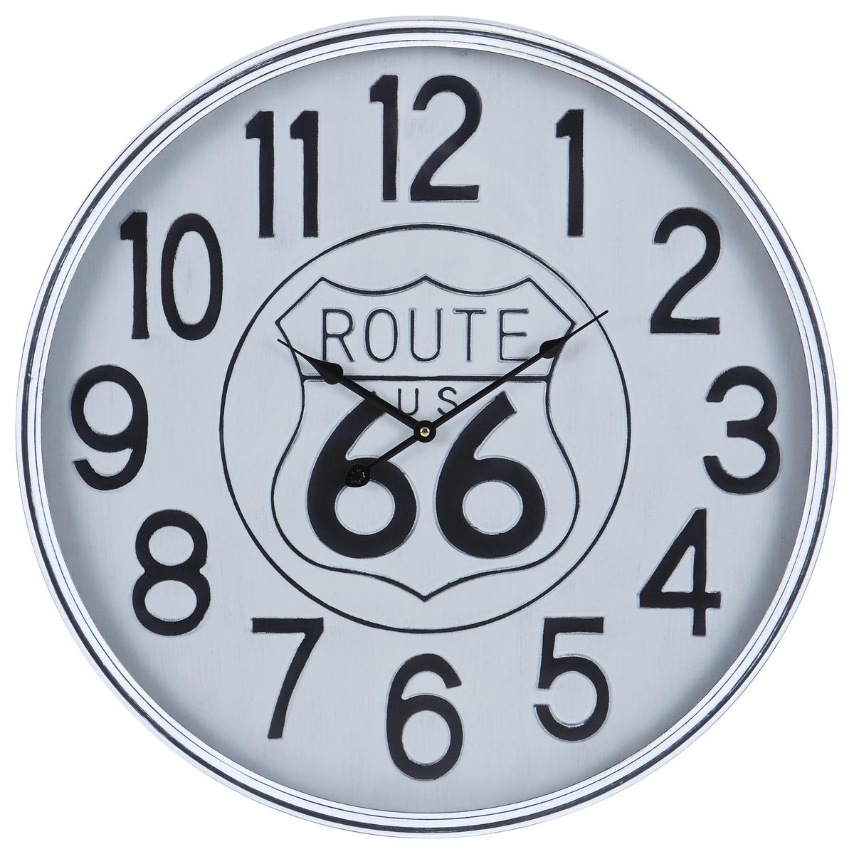 Wanduhr Route Ø 60 cm Analog Schwarz/Weiß Eisen/Glas - Goldfarben/Weiß, Basics, Glas/Metall (60cm) - Luca Bessoni