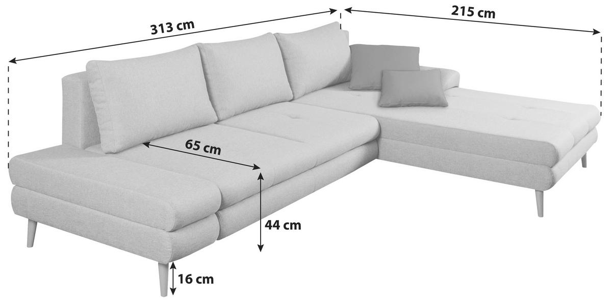 Ecksofa Mit Schlaffunktion Floby Stauraum Gelb - Gelb/Erlefarben, Trend, Textil (313/215cm) - MID.YOU