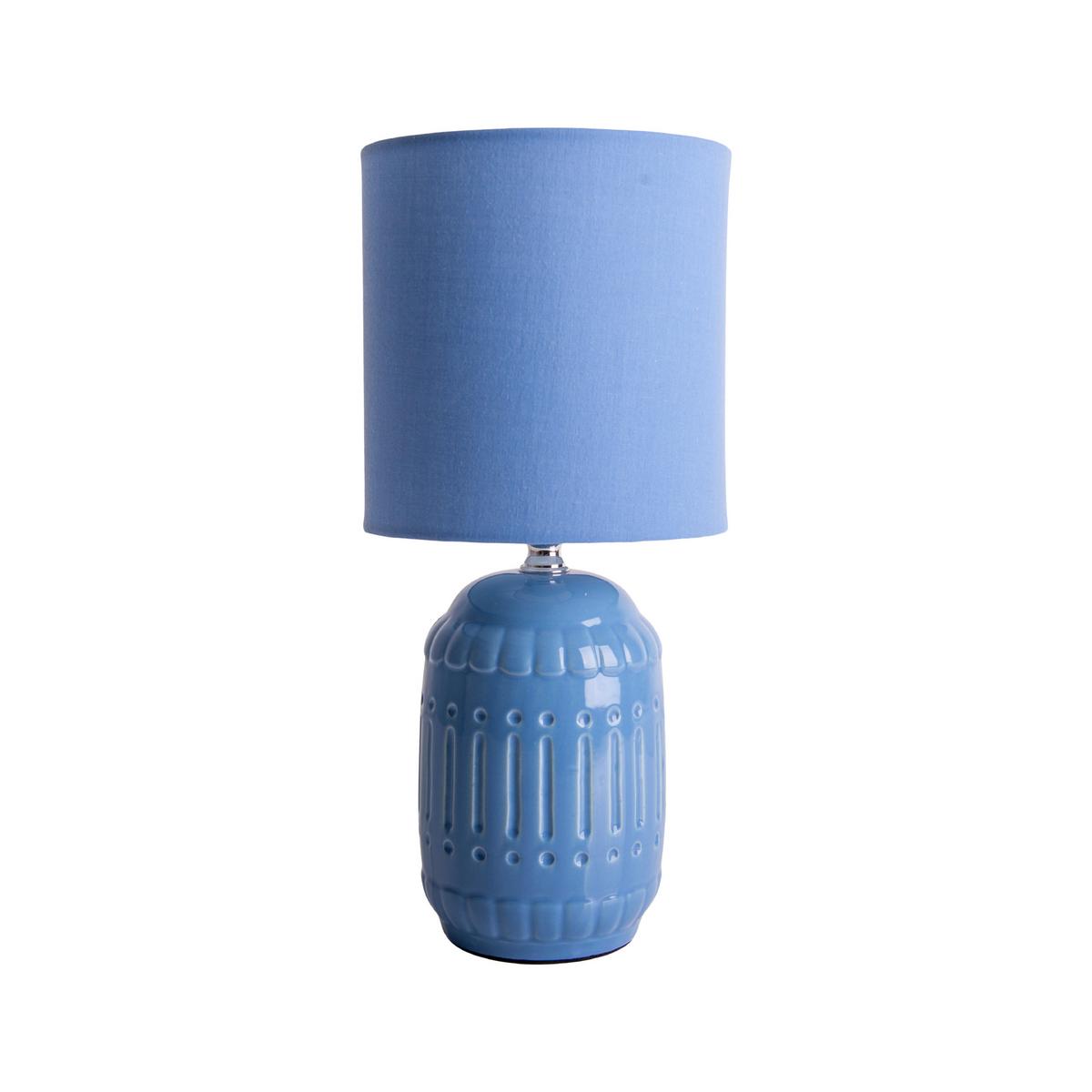 Tischlampe Hellblau 3188392 - Hellblau, Design, Keramik/Textil (30cm) - Näve
