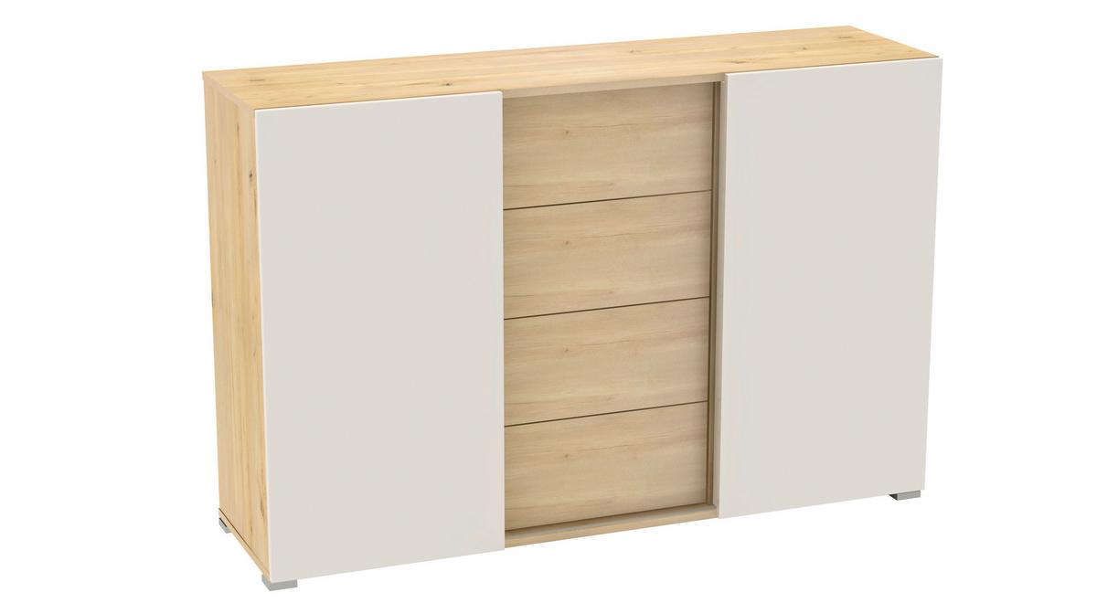 Kommode Tyler 1 Kaschmir/Eiche Artisan 140 cm - Kaschmir/Silberfarben, MODERN, Holzwerkstoff (140/93,1/39,8cm)