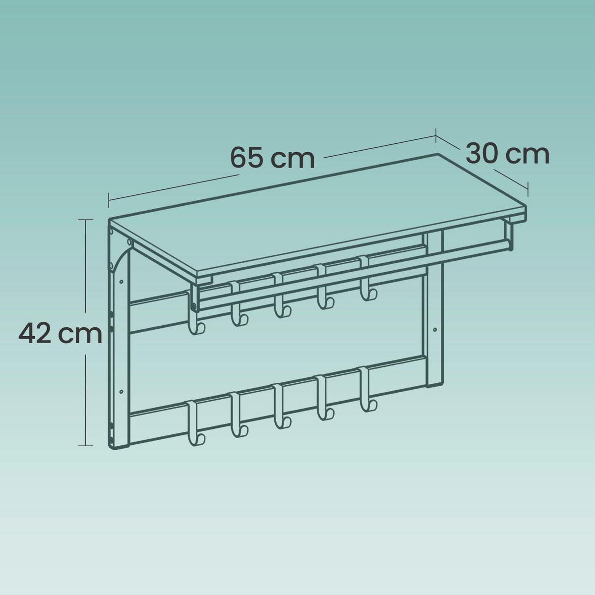 Wandgarderobe Coat Rack - Eichefarben/Weiß, MODERN, Holzwerkstoff/Metall (65/42/30cm) - MID.YOU