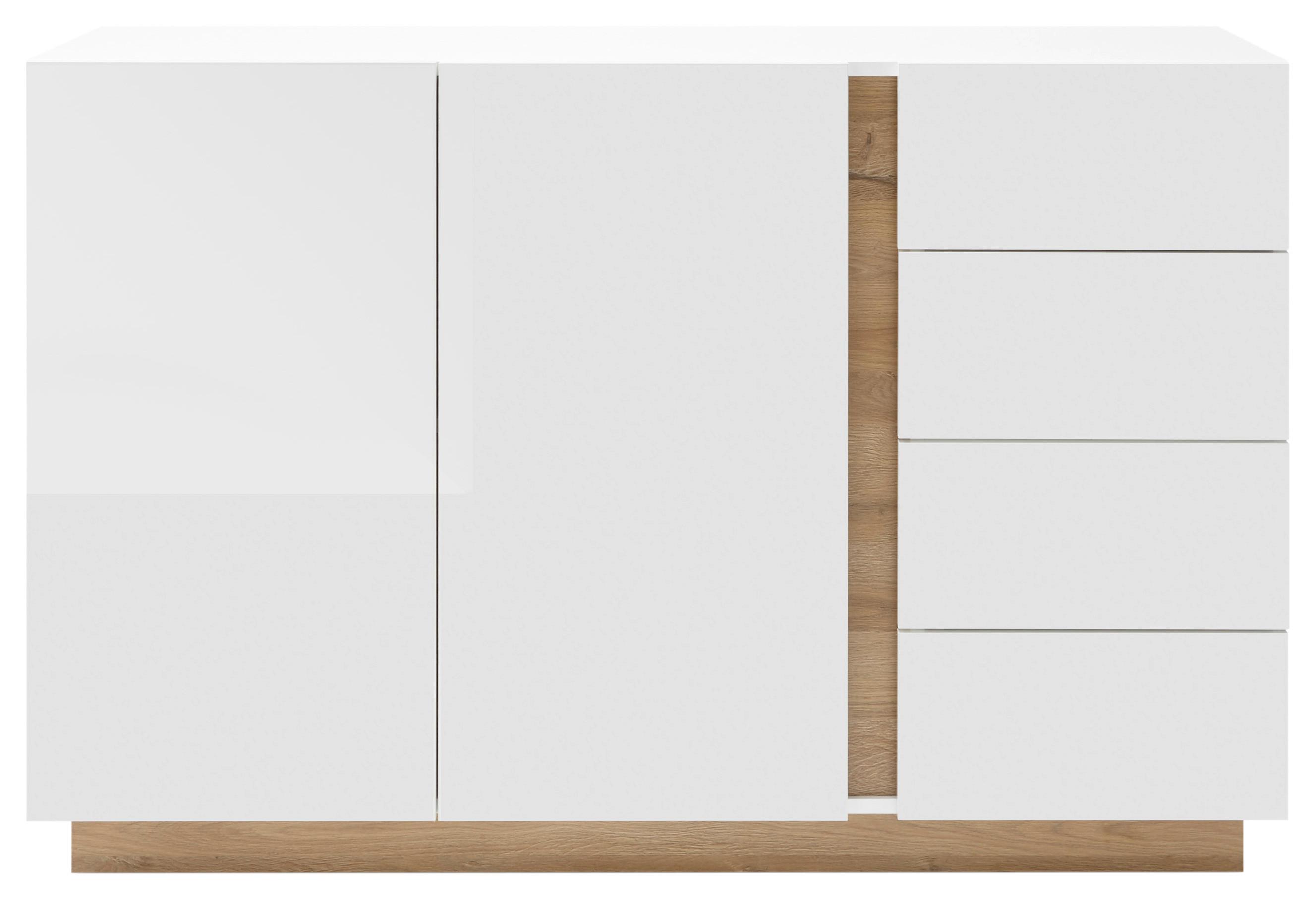 Sideboard Clair Weiß/Eiche Dekor B:138cm - Eichefarben/Weiß, Design, Holzwerkstoff (138/91/40cm) - MID.YOU