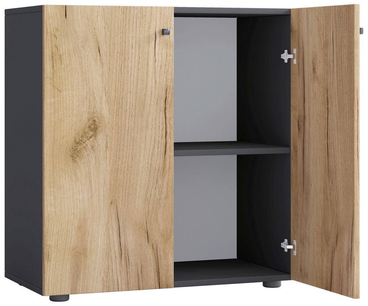 Regal Lona Anthrazit/eiche Dekor B: 70cm - Honigeiche/Anthrazit, Design, Holzwerkstoff (70/74/37cm) - MID.YOU