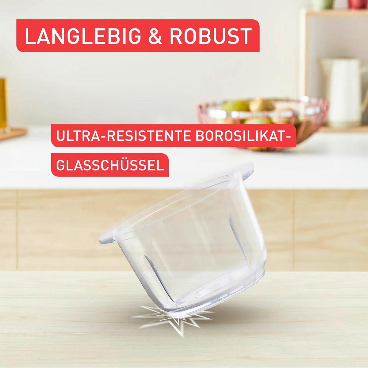 UNIVERSALZERKLEINERER 500W, 1000ml - Grau, Basics, Glas (21,7/18,4/25,4cm) - Tefal