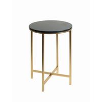 Beistelltisch Marmoroptik D: 39 cm - Anthrazit/Goldfarben, Trend, Holzwerkstoff/Metall (39/53cm)