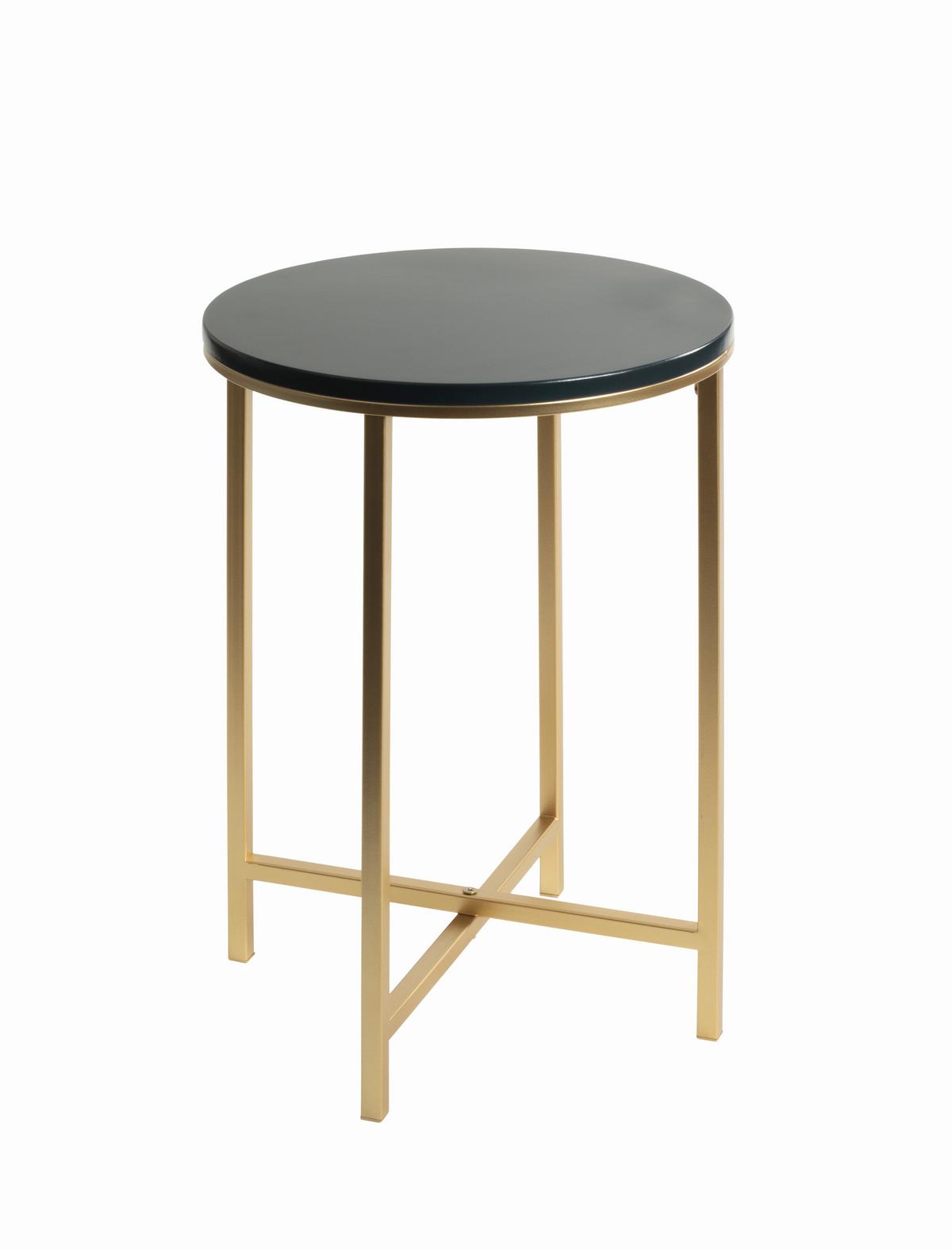 Beistelltisch Marmoroptik D: 39 cm - Anthrazit/Goldfarben, Trend, Holzwerkstoff/Metall (39/53cm)