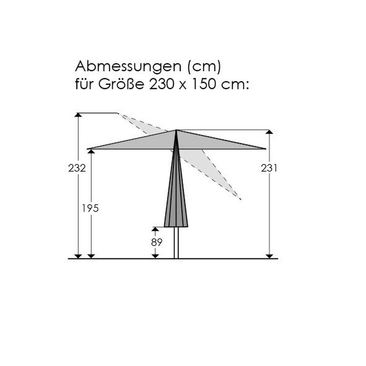 Sonnenschirm Cordoba BxHxT: 150x231x230 cm Anthrazit - Eichefarben/Anthrazit, Basics, Textil/Metall (150/231/230cm) - Schneider