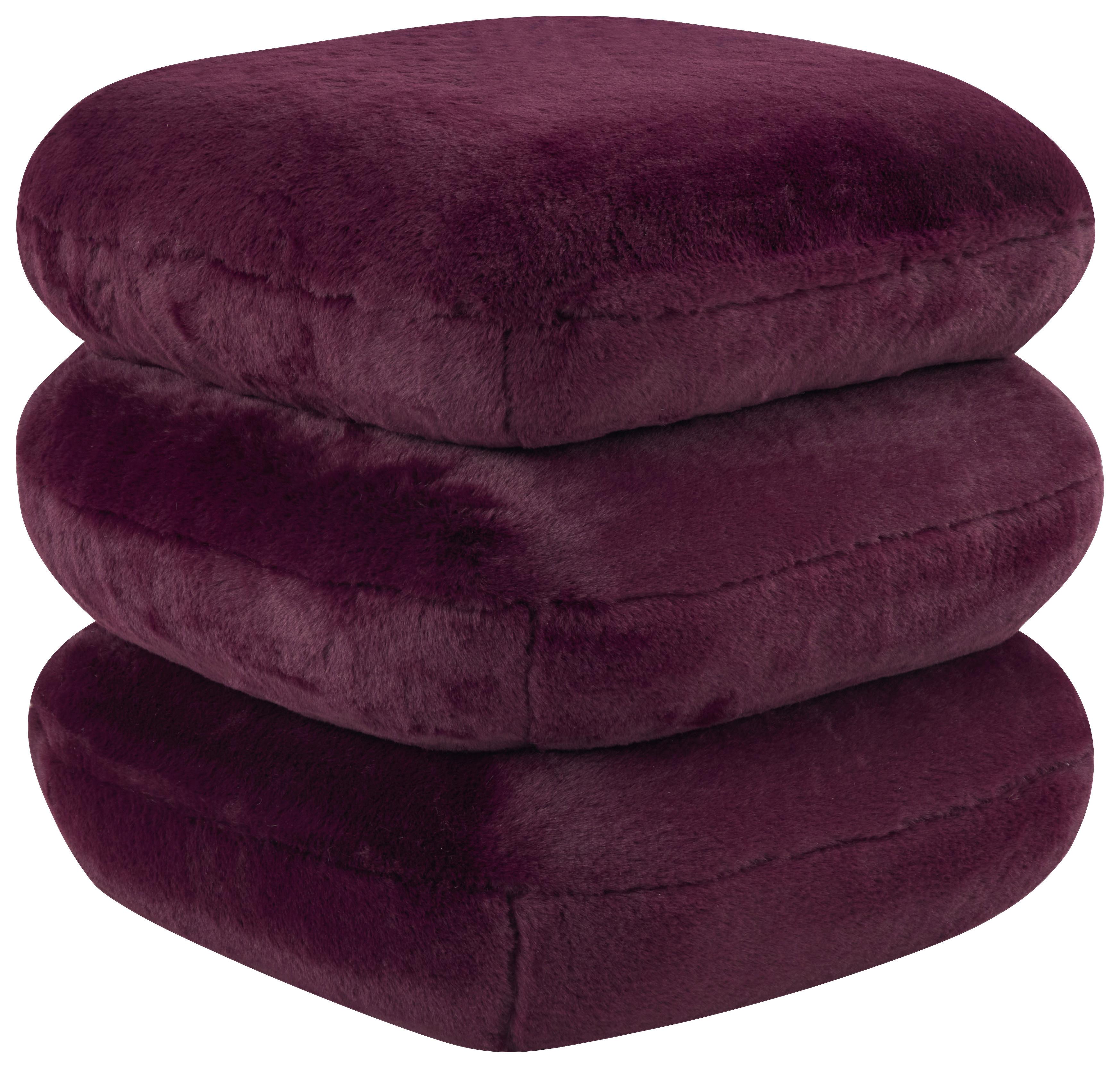Dizajnová taburetka VICKY, bordová umelá kožušina - bordová, Modern, kov/drevo (54/54/44cm) - Premium Living
