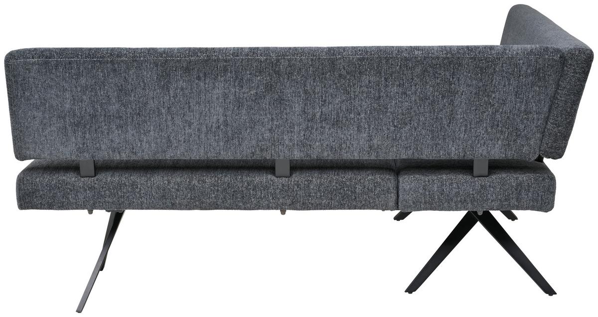 Eckbank Chios Leinenoptik Grau, S: 190x150cm - Dunkelgrau/Schwarz, KONVENTIONELL, Textil/Metall (190/150cm) - MID.YOU