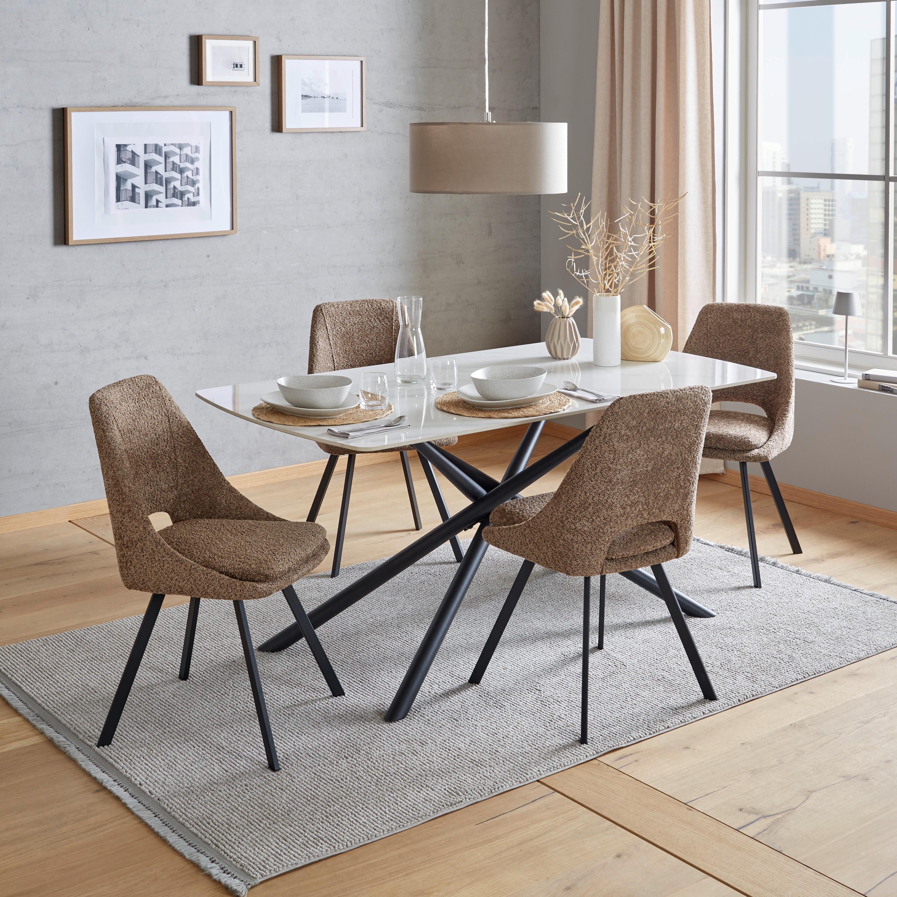 Esszimmerstuhl Cindy Braun Echtholz Beine - Schwarz/Braun, MODERN, Holz/Textil (46/85,5/58cm) - MID.YOU