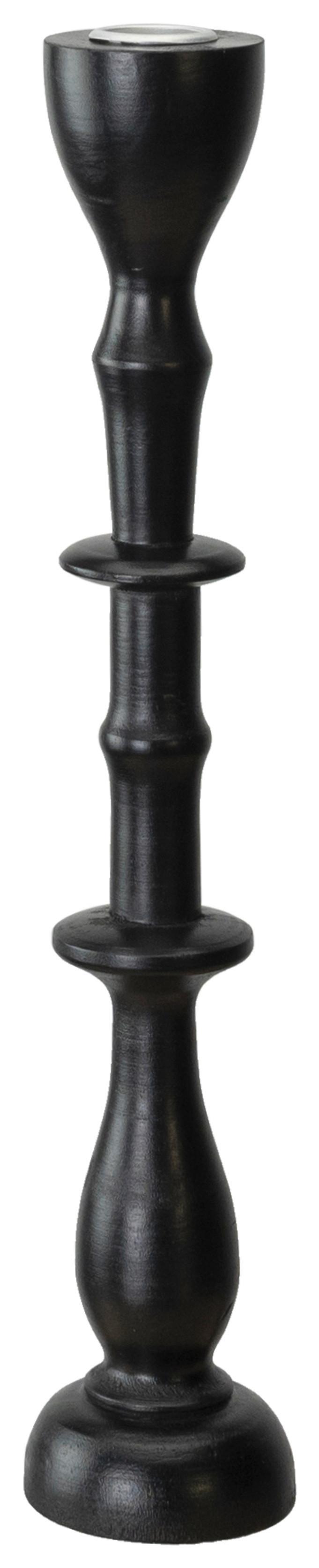 Svietnik Na Dlhé Sviečky Noir, Výška: 33cm - čierna, kov/kompozitné drevo (7,3/33,7cm) - Modern Living