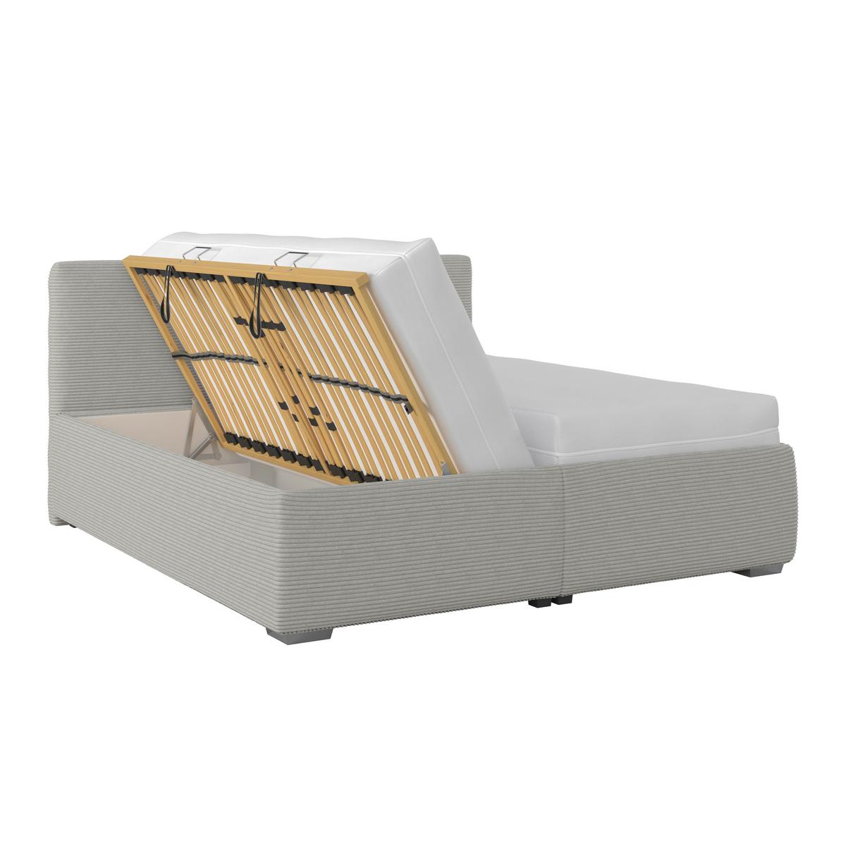 Kárpitozott Ágy Lesia 200/200cm - fehér/szürke, Konventionell, textil/fa (200/200cm)