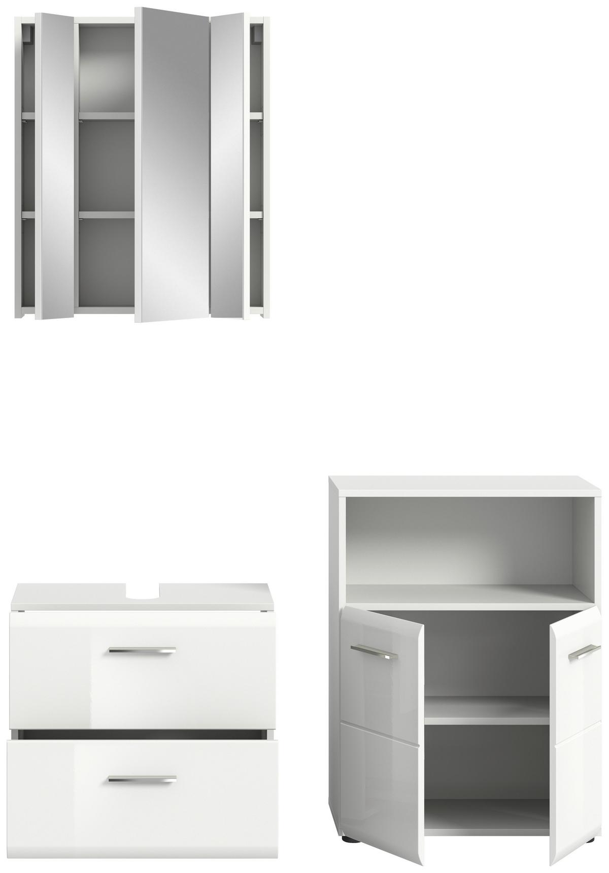 Badezimmer Ice Weiß Hg B: 120 Cm - Weiß Hochglanz/Schwarz, MODERN, Glas/Holzwerkstoff (120cm) - MID.YOU