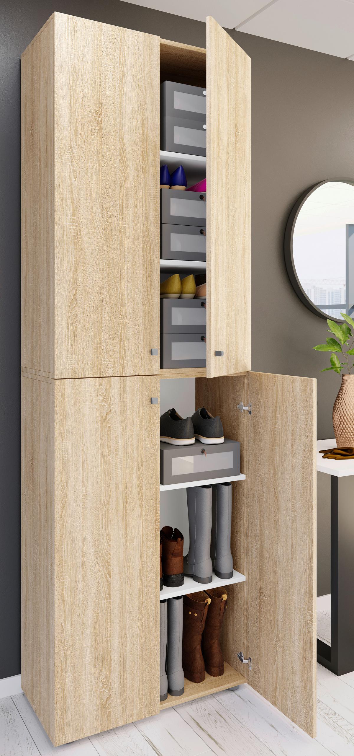 Schuhschrank Lona Sonoma Eiche Dekor - Schwarz/Sonoma Eiche, Design, Holzwerkstoff (70/220/40cm) - MID.YOU