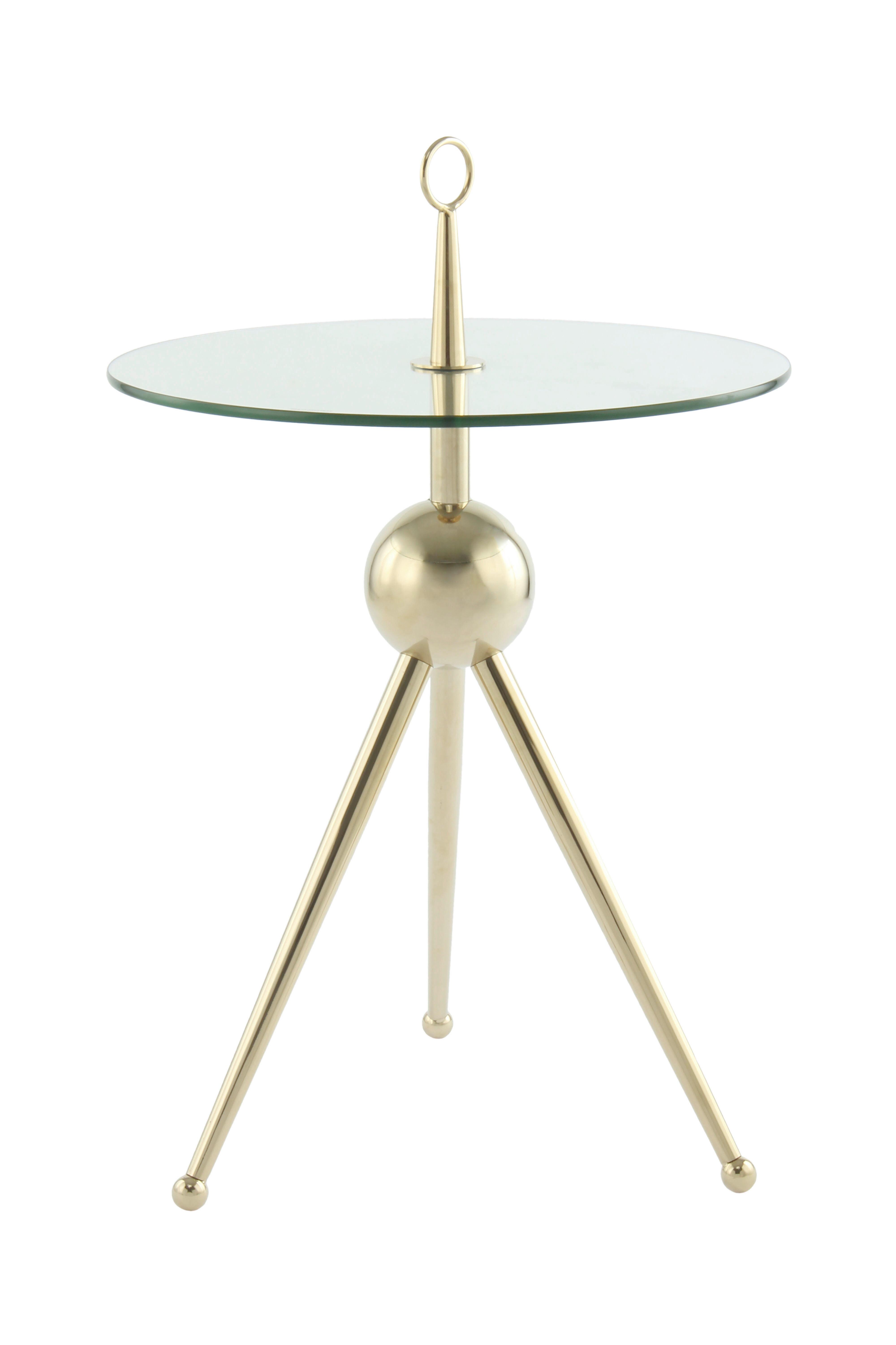 Beistelltisch mit Glasplatte Rund Ontario, Klar/Gold - Goldfarben, MODERN, Glas/Metall (46/46/52cm) - Kayoom