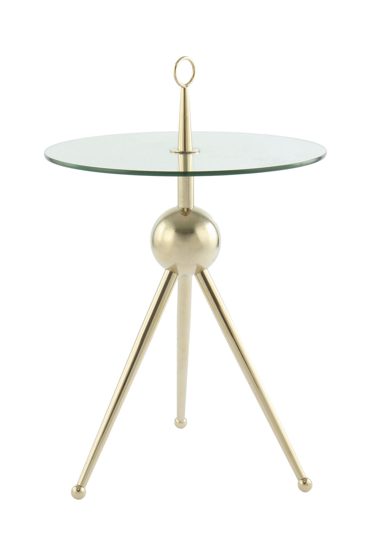 Beistelltisch Mit Glasplatte Rund Ontario, Klar/gold - Goldfarben, MODERN, Glas/Metall (46/46/52cm) - Kayoom