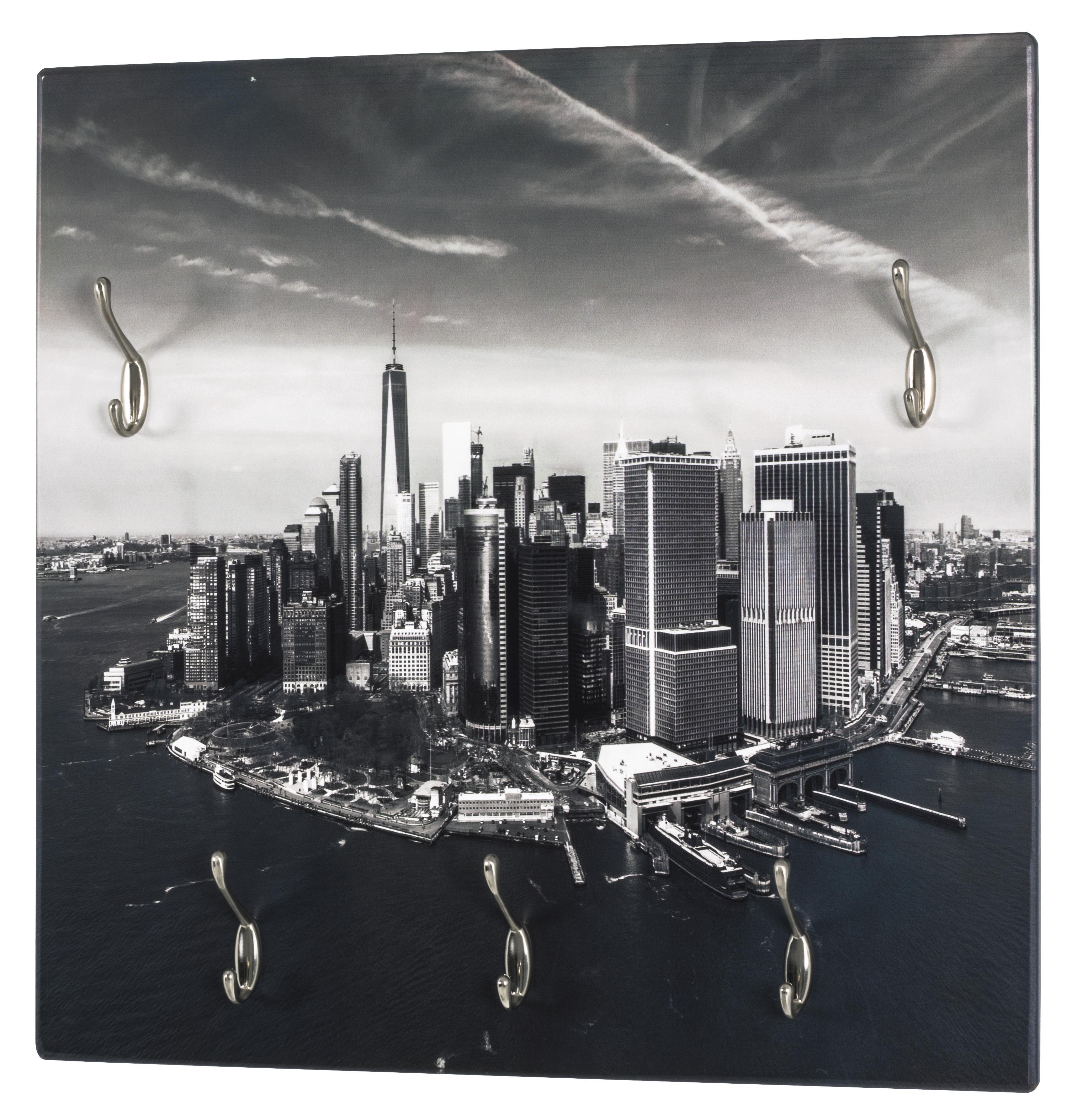 Wandgarderobe City B: ca. 60cm Schwarz/Weiß - Schwarz/Weiß, Basics, Holzwerkstoff/Metall (60/60/8cm)