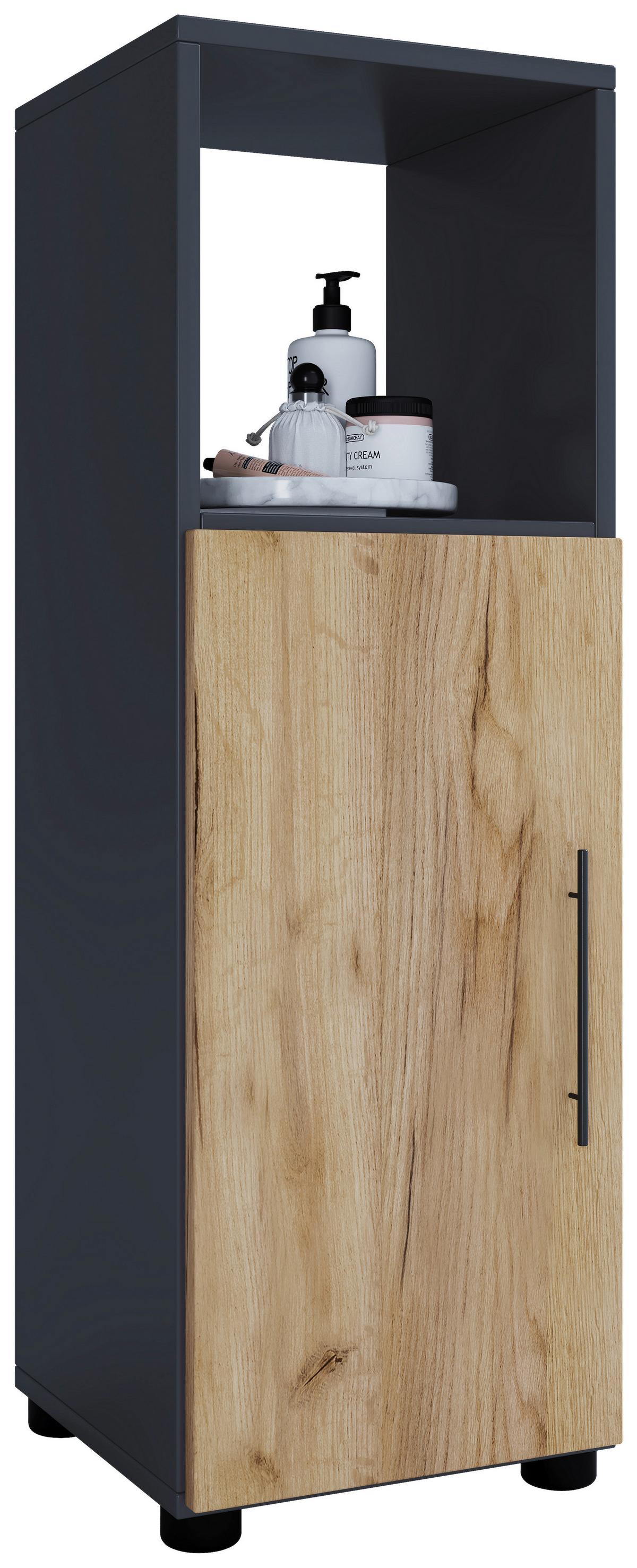 Badezimmer Unterschrank Flandu BxH 31x93 cm Anthrazit - Honigeiche/Anthrazit, MODERN, Holzwerkstoff (31/93/30cm) - MID.YOU