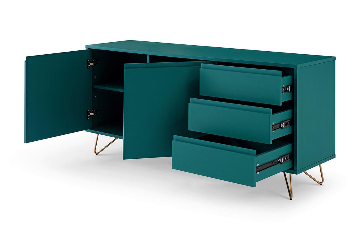 Sideboard Blau B: 150cm - Blau/Messingfarben, Design, Holzwerkstoff (150/70/40cm) - Livetastic