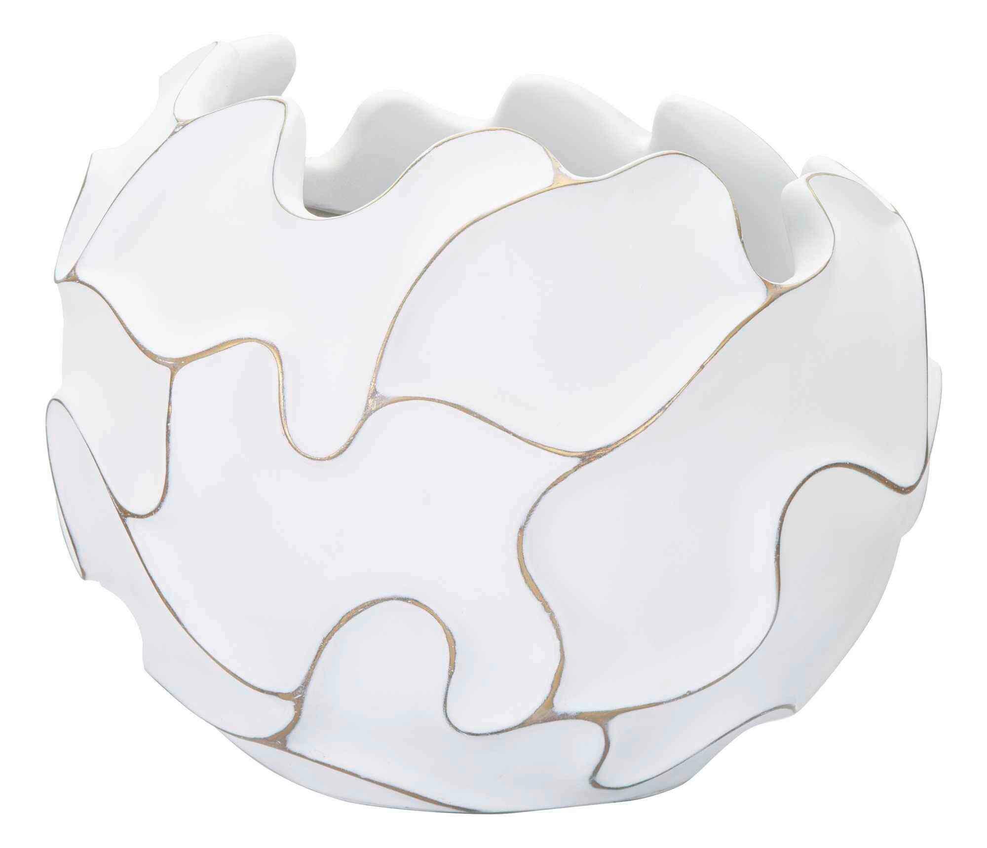 Vase Polyresin Lines Weiß B: 44 Cm - Weiß, Basics, Kunststoff (44/37/44cm)