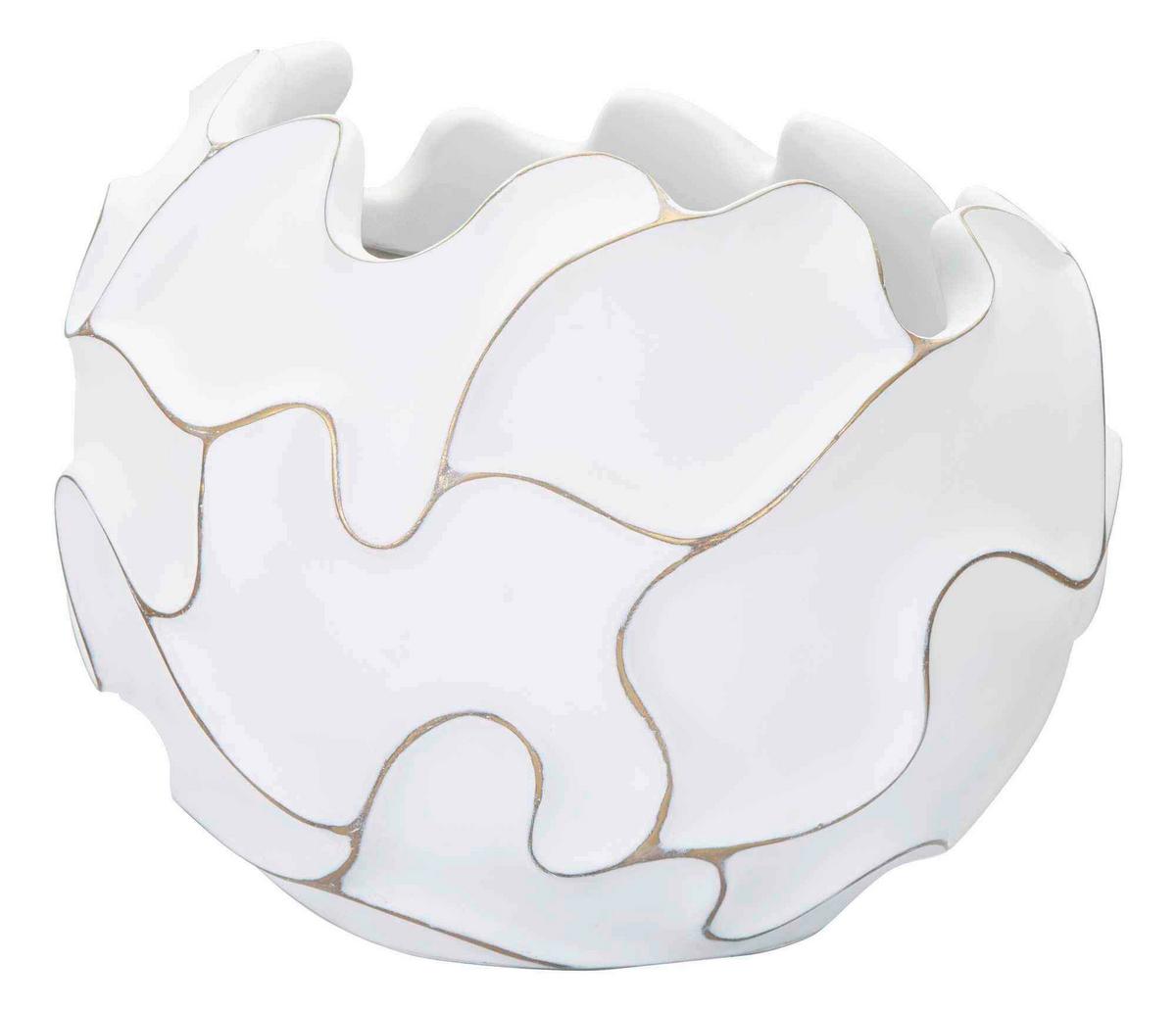 Vase Polyresin Lines Weiß B: 44 Cm - Weiß, Basics, Kunststoff (44/37/44cm)