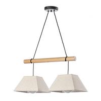 Hängeleuchte 5016/2P - Hellbraun/Schwarz, Natur, Holz/Textil (60/24/90cm)