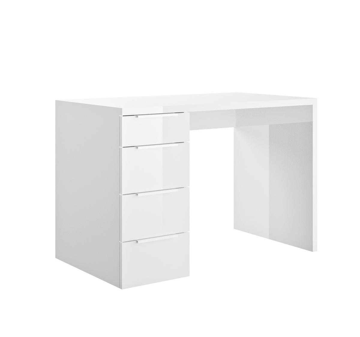 Íróasztal Espresso 110/75,4 Cm - magasfényű fehér, Konventionell, faalapú anyag (110/75,4/59,6cm)