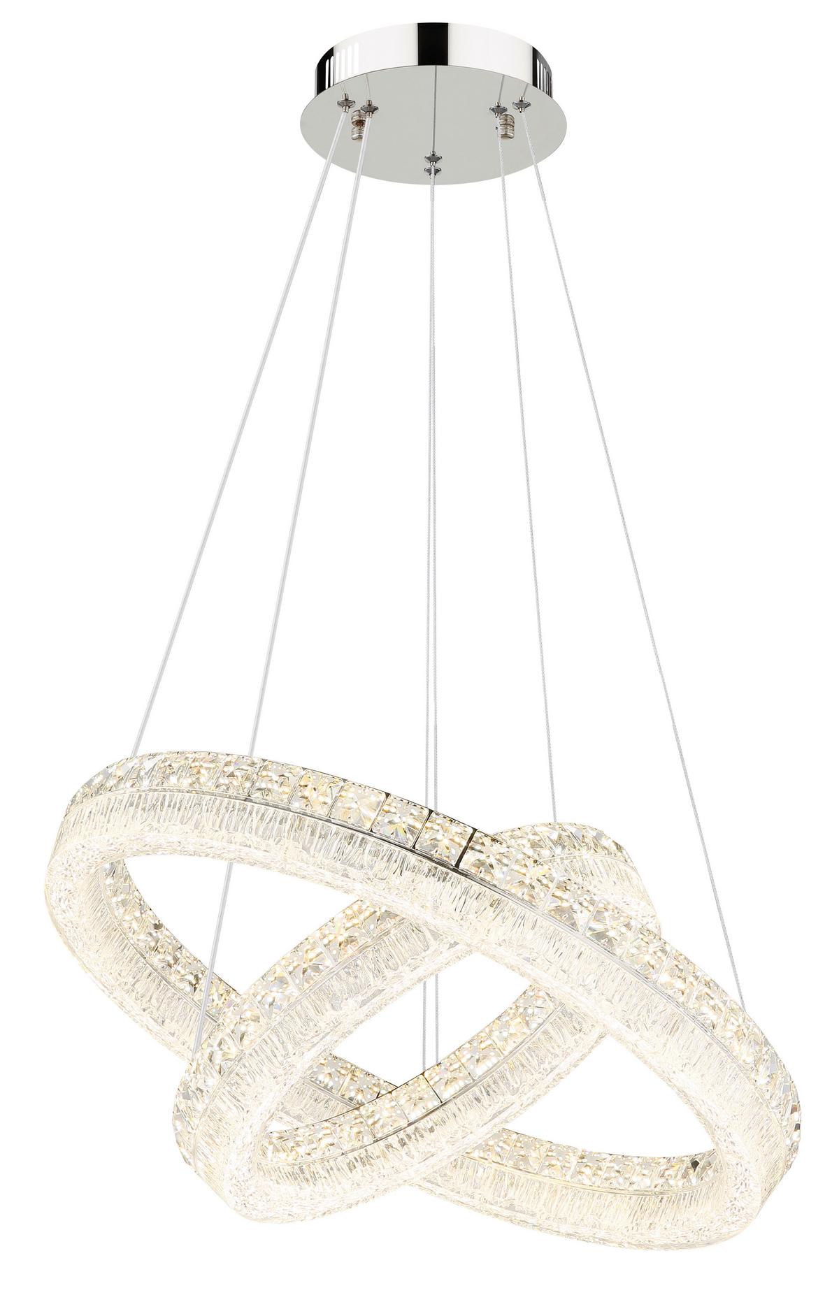 LED-Hängeleuchte 67387-60 Laurel - Klar/Chromfarben, Design, Glas/Kunststoff (60/120cm) - Globo