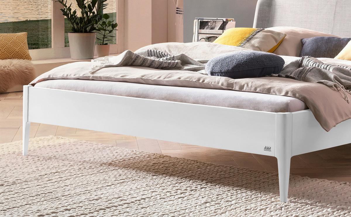 Bett Pienza, Weiß 140x200 Cm - Hellgrau/Weiß, MODERN, Holzwerkstoff/Textil (140/200cm) - Hasena