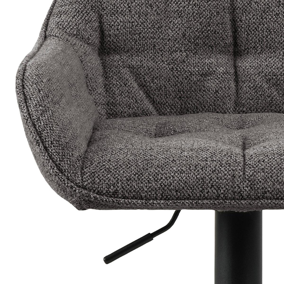 Barhocker Brooke - Anthrazit/Schwarz, Design, Textil/Metall (57/63-84/53cm) - MID.YOU