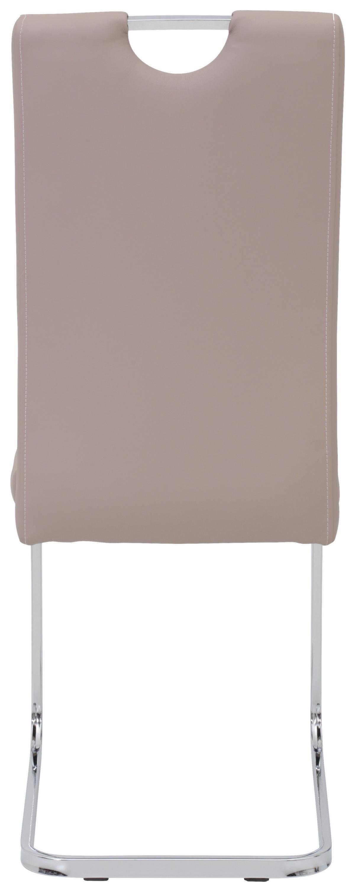 Schwingstuhl Ruby S Cappuccino Gepolstert 2er-Set - Chromfarben/Weiß, MODERN, Textil/Metall (44/104/57,5cm) - MID.YOU