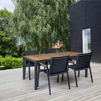 Gartenmöbel Set 5-Tlg Mood Extreme Teakholz/Kunststoff - Anthrazit/Schwarz, Natur, Holz/Kunststoff (56,5/84/62cm) - Gardenson